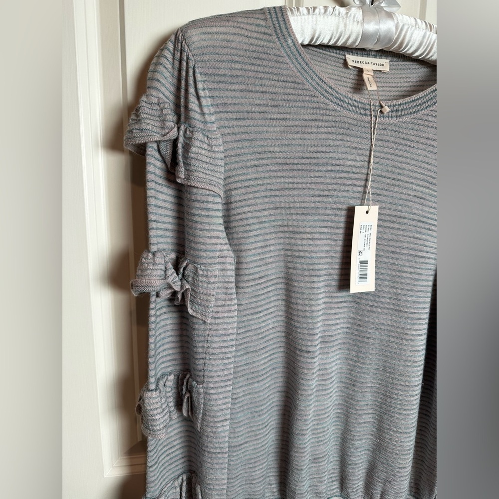 Rebecca Taylor Blue and Gray and pink Striped Knit Top - Picture 5 of 8